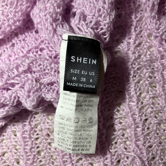 SHEIN Womens M Lavender Crochet Bell Flare Sleeve Sweater Top Fairy Festival - Picture 7 of 8